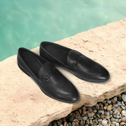 01 | TAKHT | Men Black Formal Moccasin | Slip ons